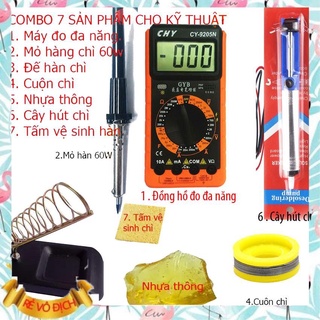 Thiết bị 7 món Bộ mỏ hàn chì 60w + 6 món dụng cụ kỹ thuật
