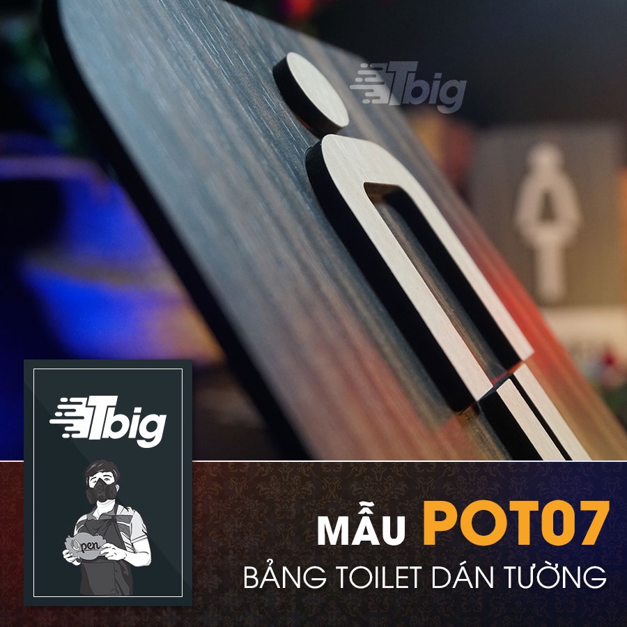 Bảng gỗ nhà vệ sinh sét 4 mẫu toilet - restroom - women men - nam nữ loại dán tường bằng keo 2 mặt