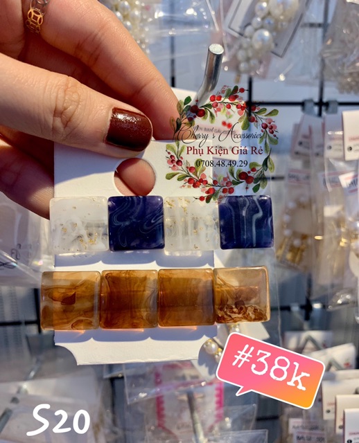 Set 2 kẹp vuông ẩn vân đá trong