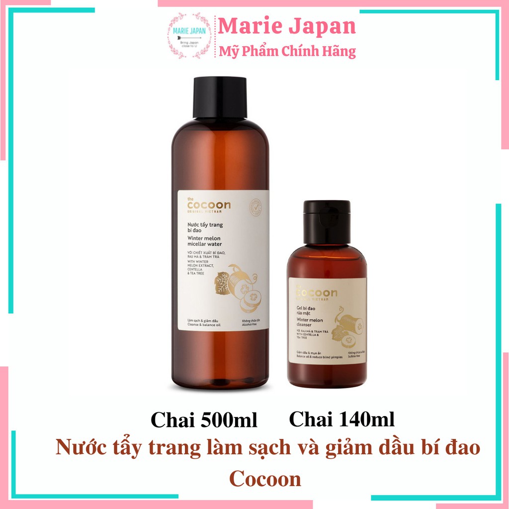 Nước Tẩy Trang Làm Sạch &amp; Giảm Dầu Bí Đao Cocoon Winter Melon Micellar Water