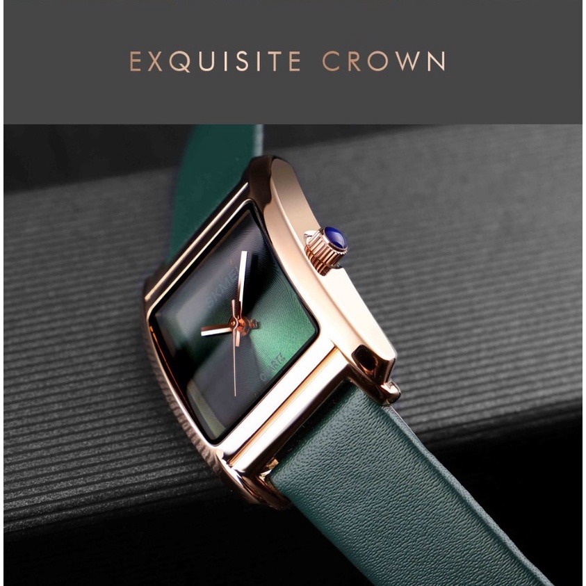 Đồng hồ nữ dây da Skmei1432 mặt vuông sang trọng