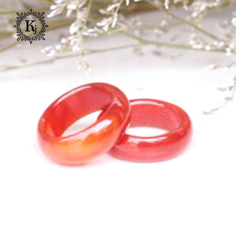 Nhẫn Mã Não Đỏ Dày 8mm - Hợp Phong Thủy - Hợp Thời Trang