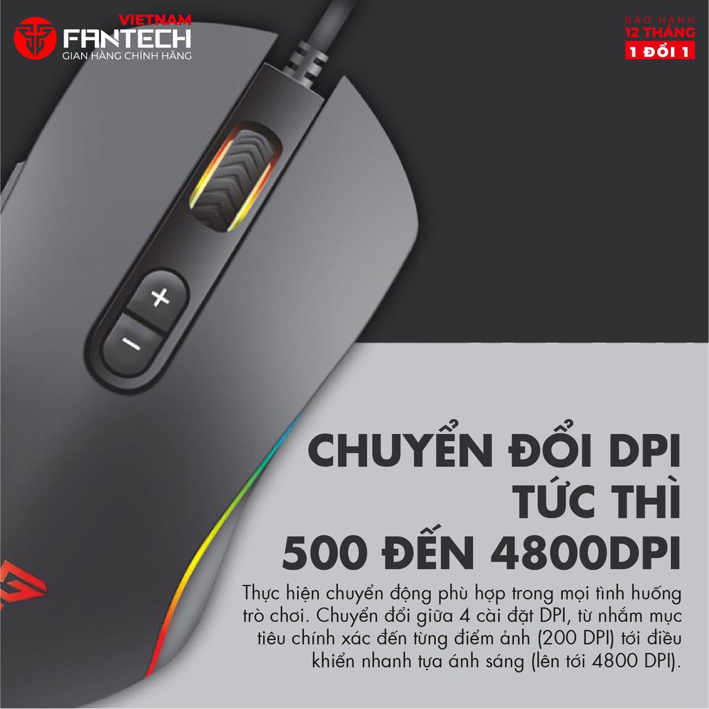 Chuột Gaming Có Dây FANTECH X9 THOR 4800DPI LED RGB 7 Phím Macro Có Phần Mềm Tùy Chỉnh -  Hàng Chính Hãng