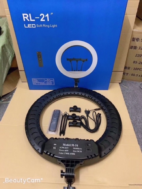 Đèn Livestream 55CM RL-21  kẹp được 3 đt + remote điều chỉnh đèn + chân đèn thép 2m