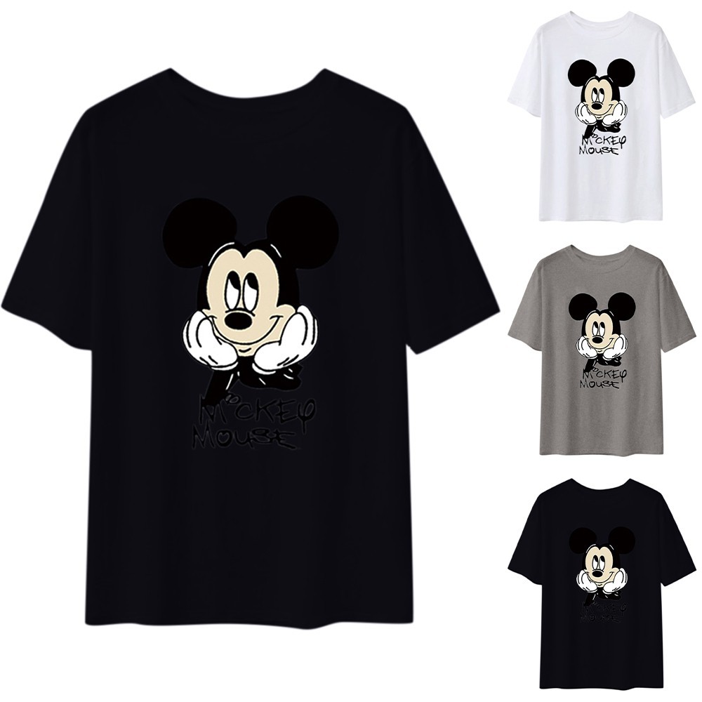 Áo Thun Nữ Tay Ngắn Dáng Rộng In Hình Chuột Mickey
