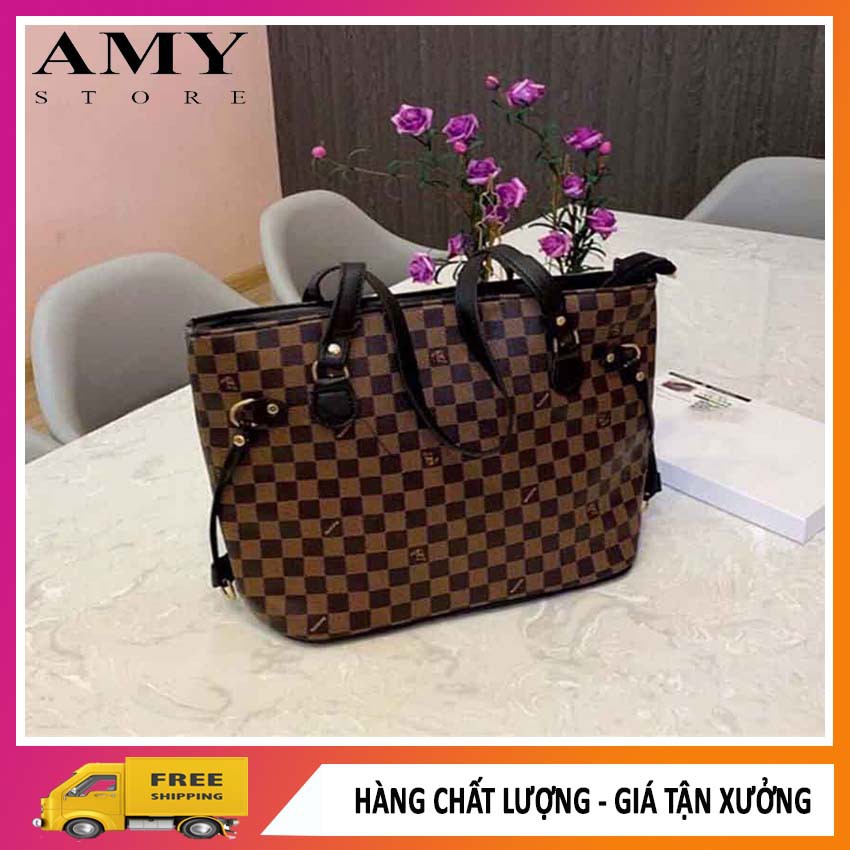 [HÀNG ĐẸP L1] Túi Công Sở Đựng A4 Giáo Án Màu Nâu Kẻ Ô Caro Size 35cm - Amy Store R18