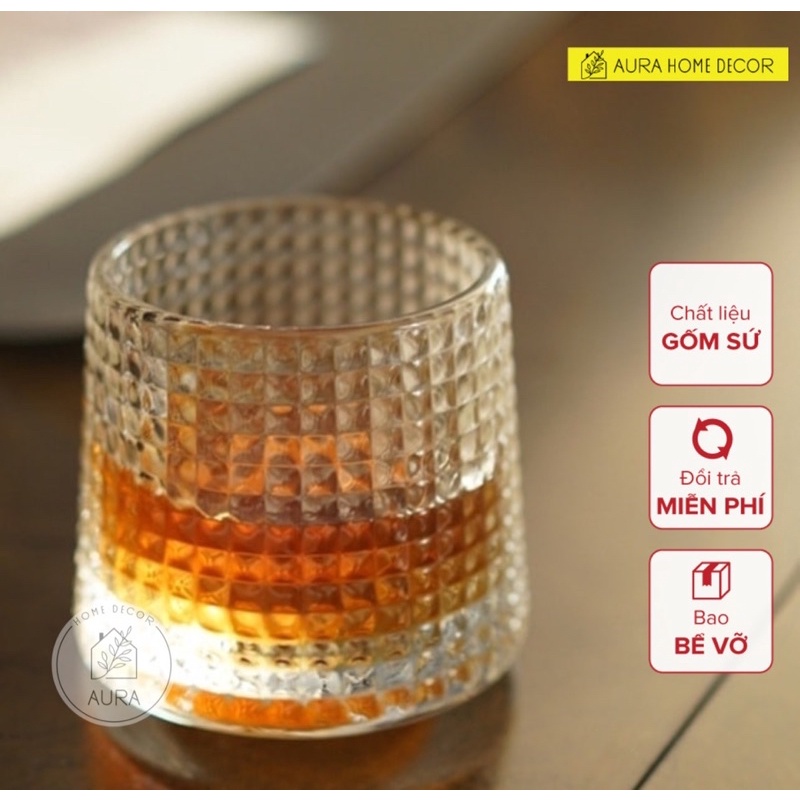 Cốc cafe, wine đế xoay 360 độ - Chất liệu thuỷ tinh dày dặn - Thiết kế độc đáo, đẹp mắt