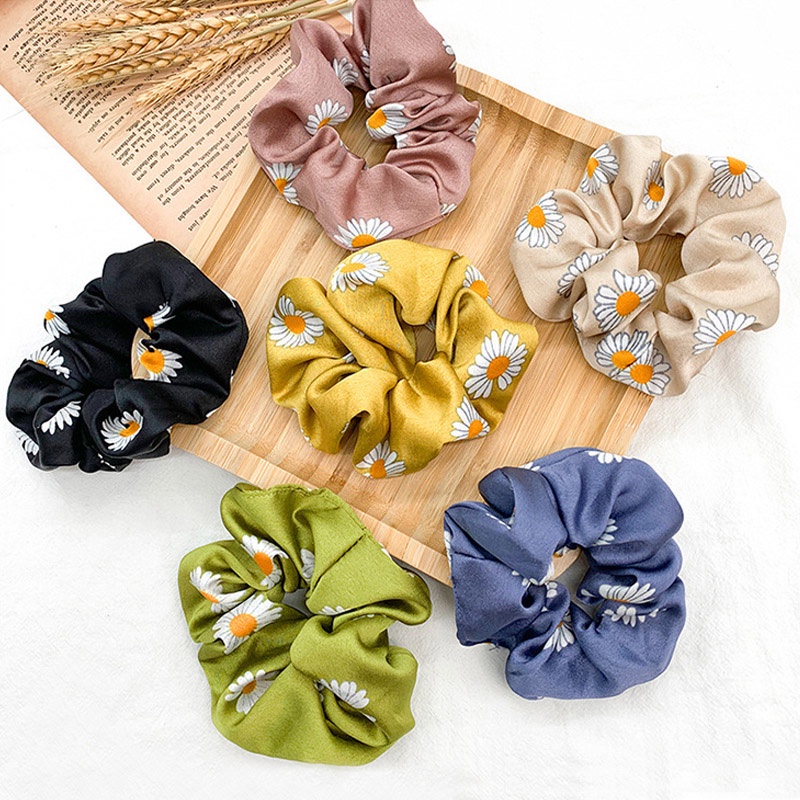 Dây cột lụa satin co giãn hoạ tiết hoa cúc nhí xinh xắn cho nữ