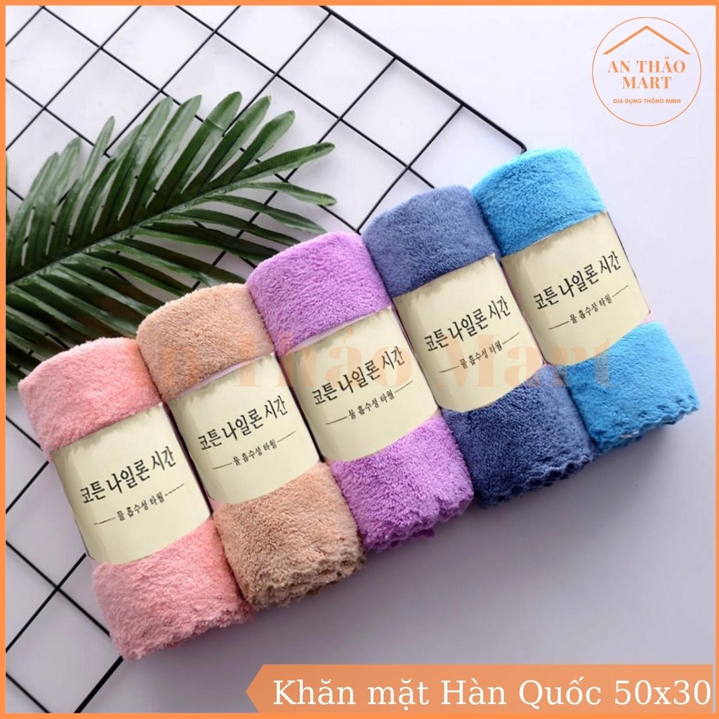 Khăn Mặt Hàn Quốc Siêu Mềm Mại 50x30cm, Khăn Mặt Lông Cừu Siêu Thấm Hút