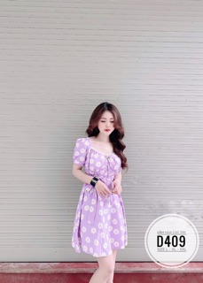 Bigsize Đầm hoa cúc tím D409