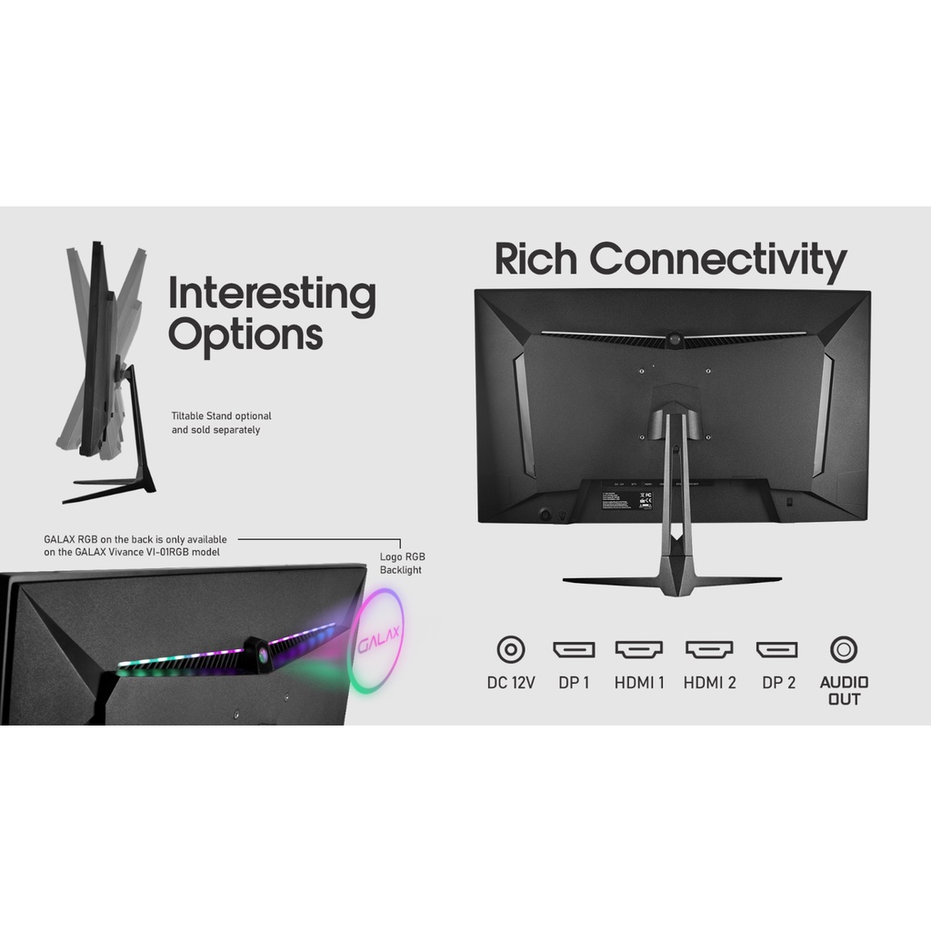 Màn hình Gaming Galax VI-01 - 27&quot;/2K QHD/IPS/165Hz/1ms - Galax Vivance-01 (vi-01) - Hàng chính hãng