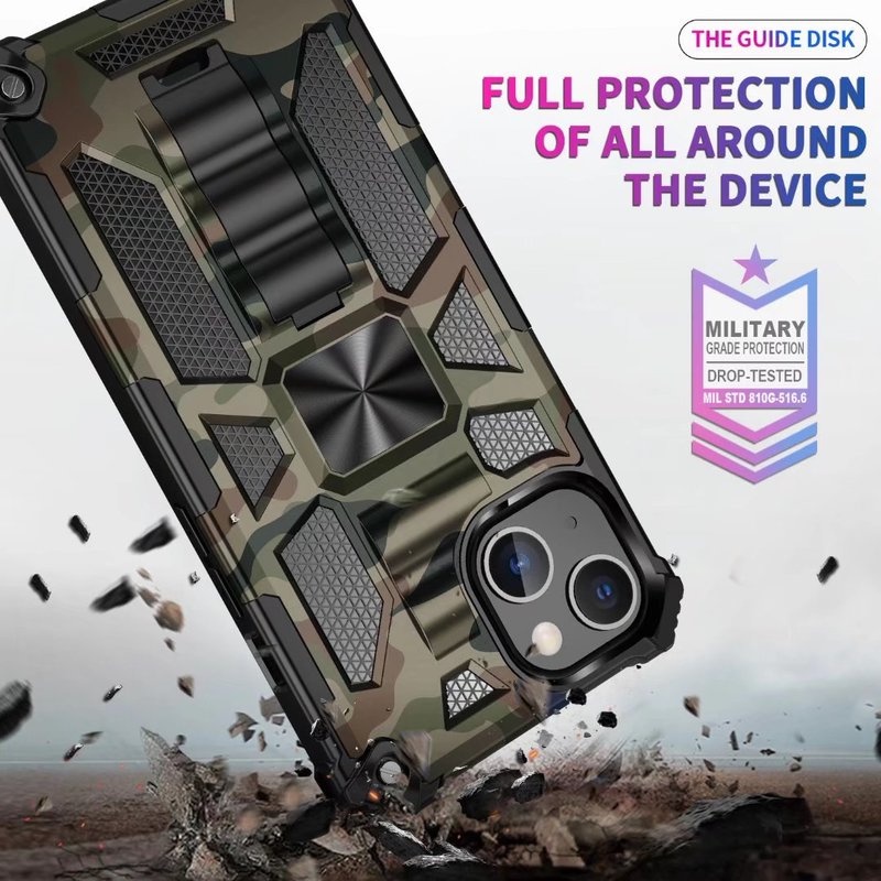 Ốp Điện Thoại Kiểu Giáp Chống Sốc Họa Tiết Rằn Ri Kèm Giá Đỡ Từ Tính Cho iPhone 14 13 12 Pro Max 14Plus 14Pro 13Pro 12Pro