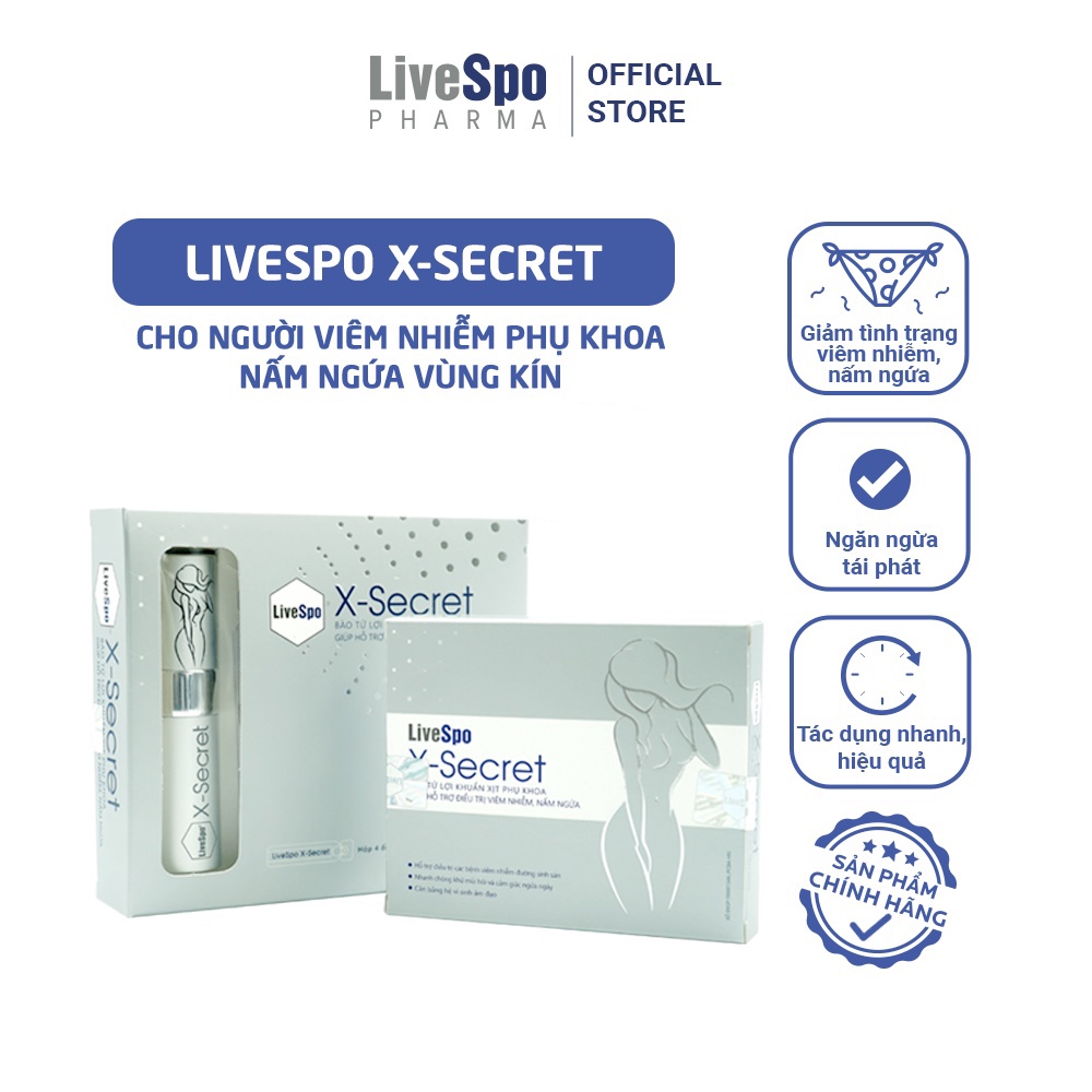 Dung dịch vệ sinh phụ nữ LiveSpo XSecret dạng xịt - hỗ trợ khử mùi và cân bằng PH vùng kín (4 ống x 20ml)