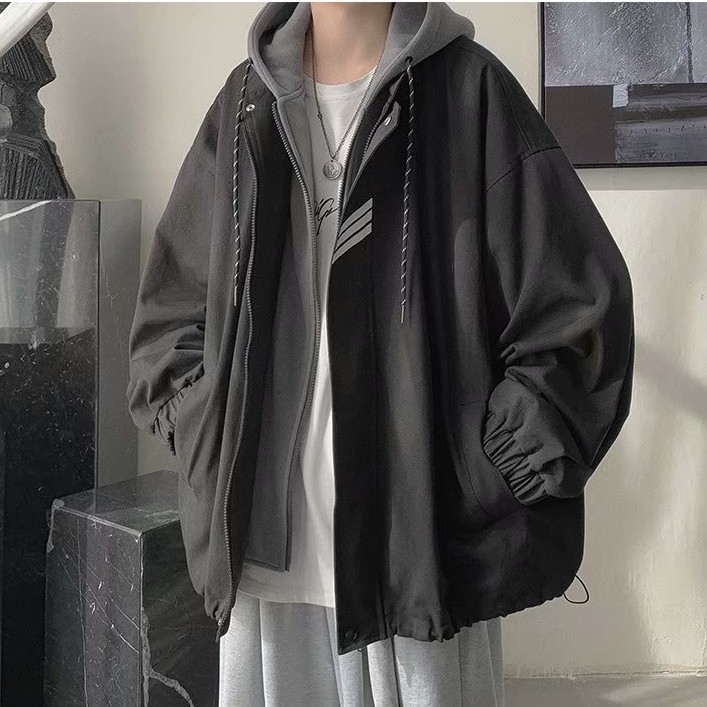 Áo khoác giả 2 lớp dáng rộng thiết kế thời trang xuân thu Hàn Quốc cho nam