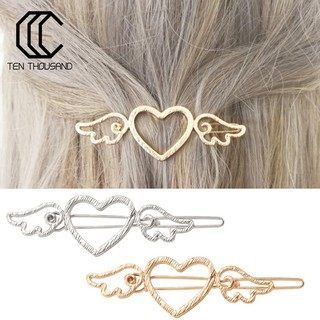 Kẹp tóc kim loại hình trái tim và cánh thiên thần dành cho nữ