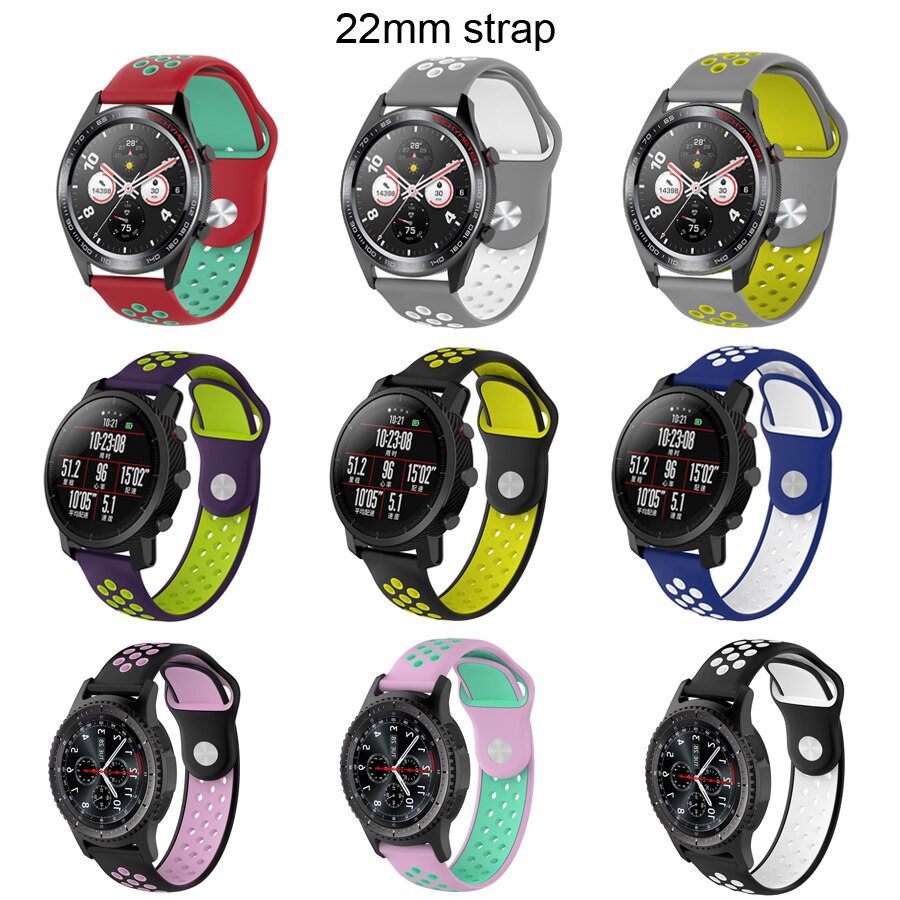 Dây đeo đồng hồ 20mm 22mm bằng silicone cho Huawei Gt Magic Samsung Gear S2 S3 42 46