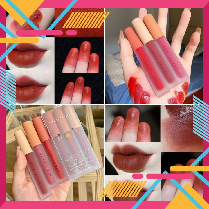Set 3 cây son Herorange 6 màu kem lì chính hãng