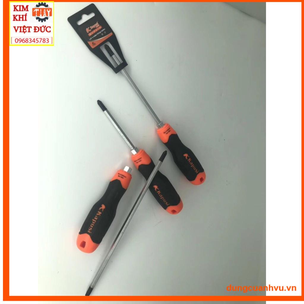 Tuốc nơ vít - Tô vít 2 đầu 6mm cán cao su chống trượt chống dầu Kapusi cao cấp