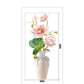 decal dán tường bình hoa sen