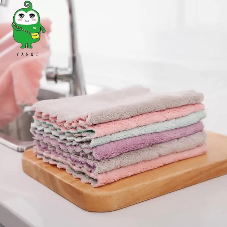 Khăn lau ❤️FREESHIP❤️Set 10 Khăn Lau Nhà Bếp 2 Mặt Đa Năng Siêu Thấm