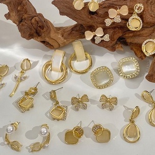 Khuyên Tai Đính Đá Opal Phong Cách Hàn Quốc Thanh Lịch Dành Cho Nữ