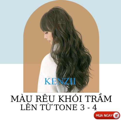 Thuốc Nhuộm Tóc Màu Rêu Khói Trầm  Tặng Trợ Nhuộm   Kenzii Lên Từ Tone 3 - 4 ( Thuốc Nhuộm Tóc Rêu )