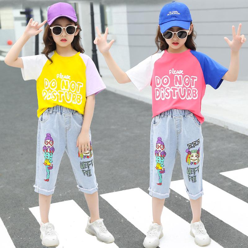 Set áo sơ mi + quần jeans cho bé gái