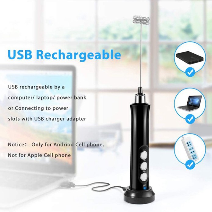 Sản Phẩm Máy đánh trứng, tạo bọt 3 trong 1 tích hợp cổng sạc USB EW-071 (Bảo hành 3 tháng) .