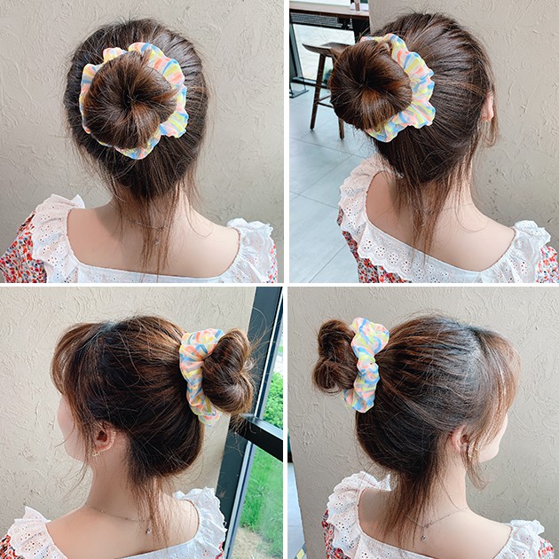 Scrunchies Cột Tóc Vải Dù Mịn Màu Tươi Colorful Candy Lolipop Cute Hot Trend