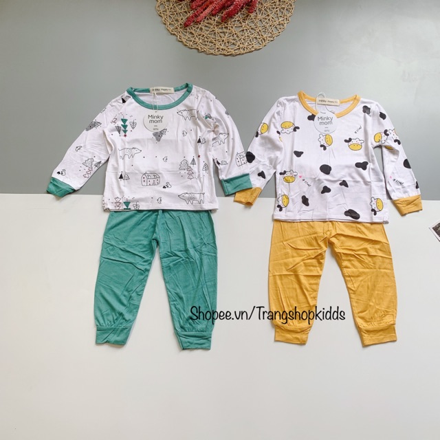 BỘ DÀI TAY MINKYMOM HOẠ TIẾT DỄ THƯƠNG CHO BÉ 6-18kg