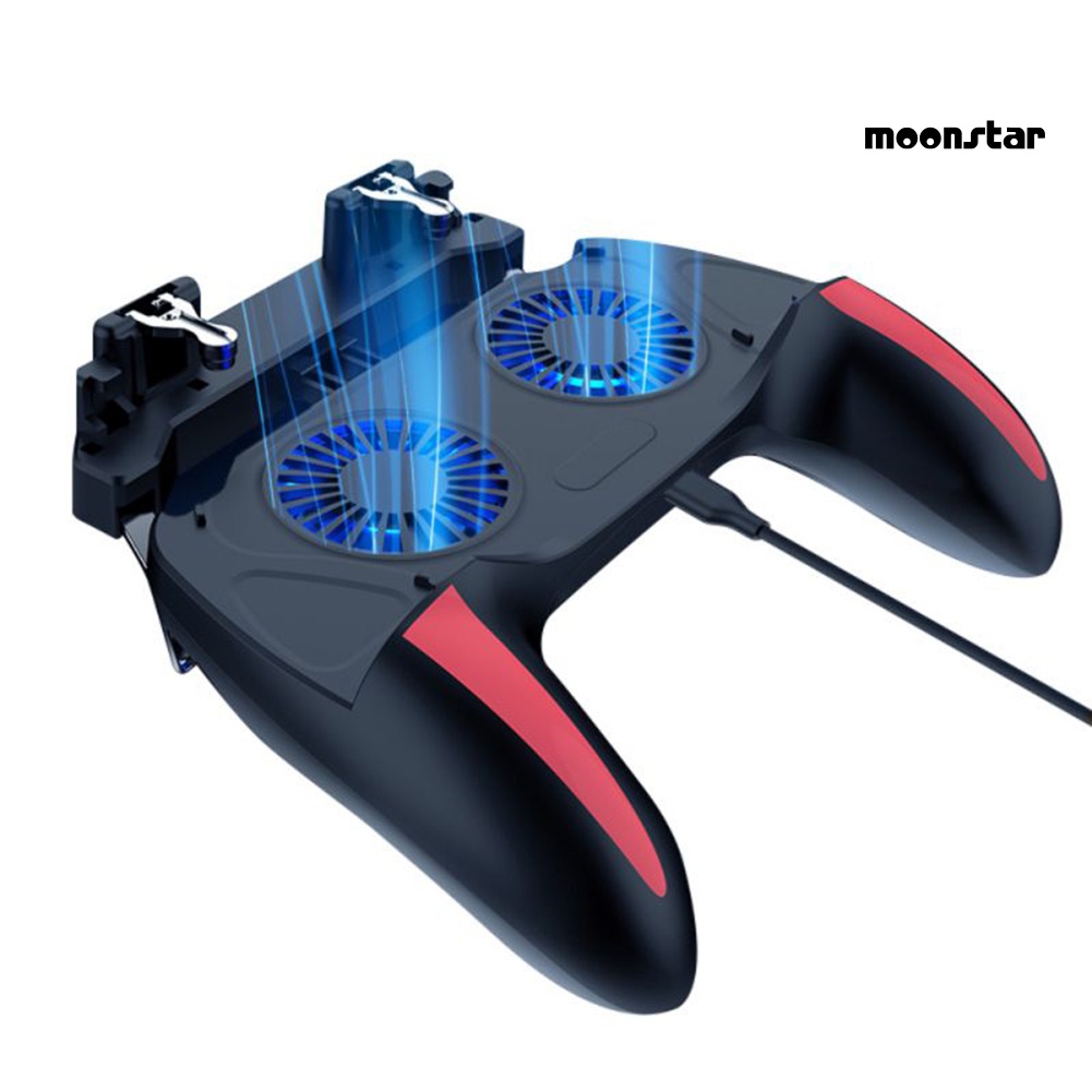 MNmoonstar H10 4-Finger Dual Cooling Fan Wired Game Controller Joystick Gamepad for Phone