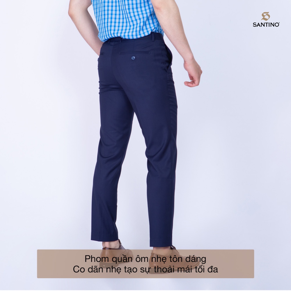 Quần Âu Nam Công Sở Sợi Tre Santino Cao Cấp Màu Xanh Than Form Ôm Nhẹ Thoáng Mát Chống Nhăn Kháng Khuẩn Và Tia Uv Q069