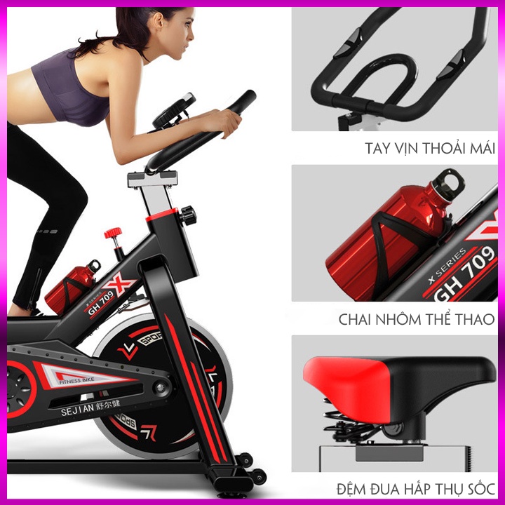 Xe đạp thể dục tại nhà hỗ trợ giảm cân, xe đạp thể thao phòng gym rèn luyện sức khoẻ
