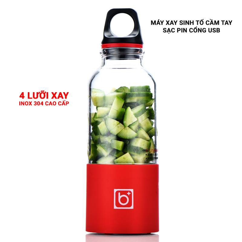 Máy Xay Sinh Tố Mini Cầm Tay USB Bingo Sạc Pin 4 Lưỡi BINGO JUICER CUP 500Ml, Siêu Tiện Dụng Cho Mùa Hè