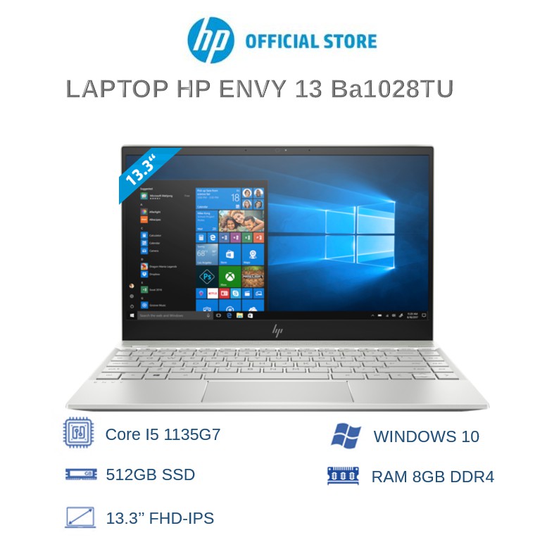 [Mã ELHPMAY giảm 5% đơn 100K] Máy tính xách tay HP ENVY 13-ba1028TU, Core i5,8GB,512GB,13.3&quot;FHD,Office,W10 ,Gold