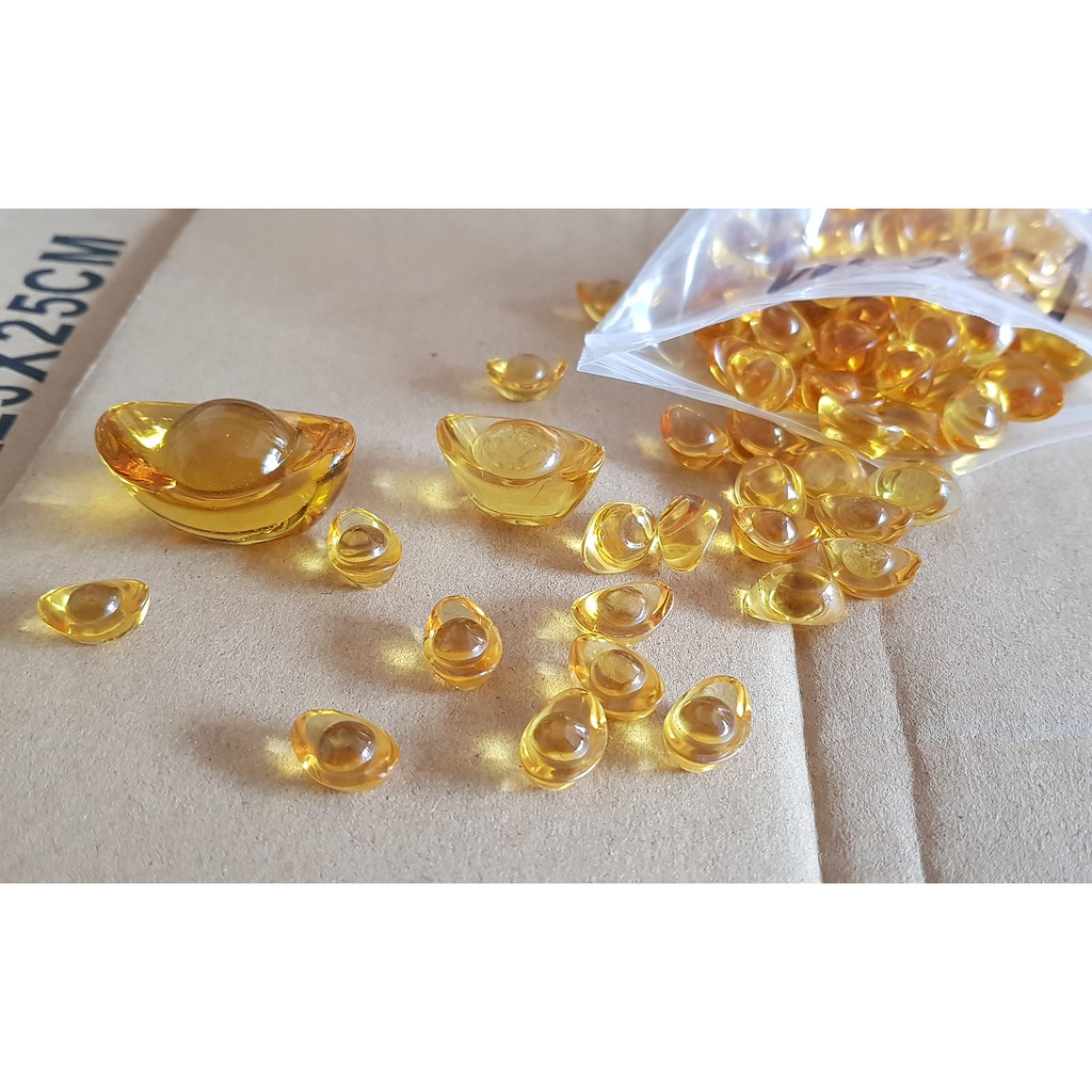 01 thỏi Kim Nguyên Bảo size 1.5cm - Thỏi vàng pha lê phong thủy Thần Tài may mắn