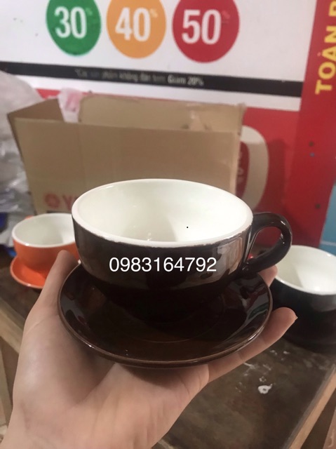 Bộ cốc đĩa cafe capuchino gốm sứ Bát Tràng