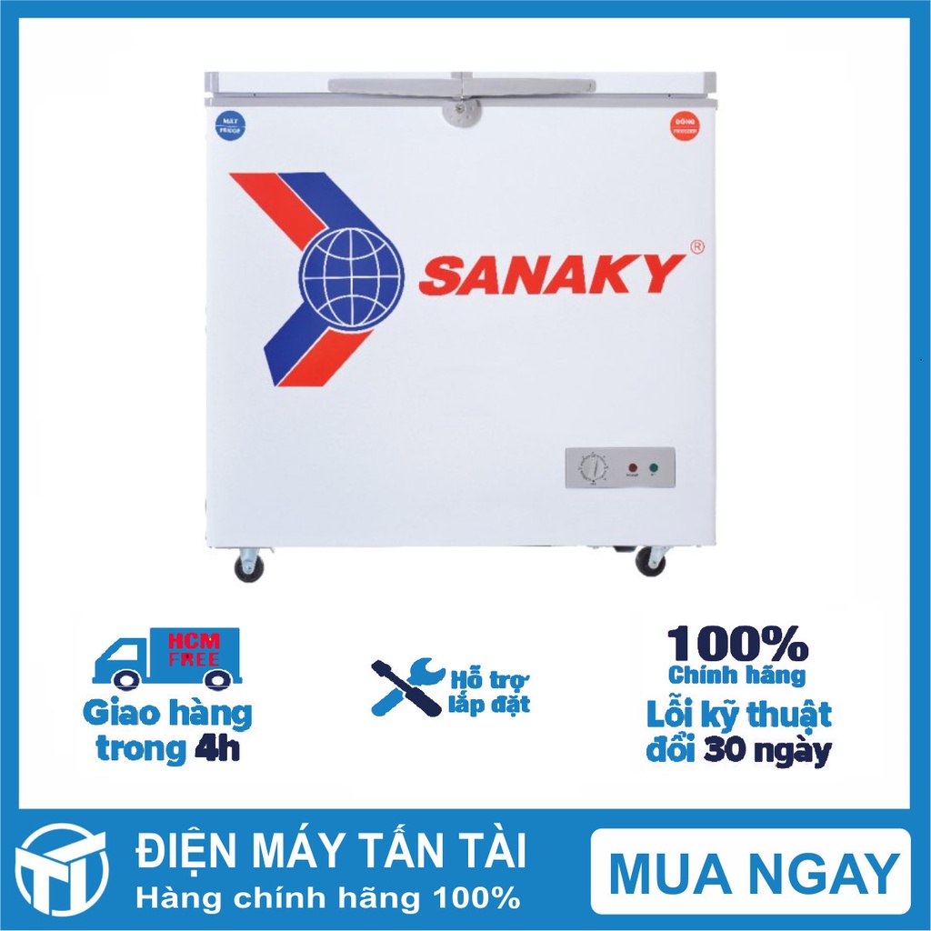 Tủ đông SANAKY VH-225HY2 - 175 LÍT, DÀN LẠNH NHÔM, MIỄN PHÍ GIAO HÀNG HCM.