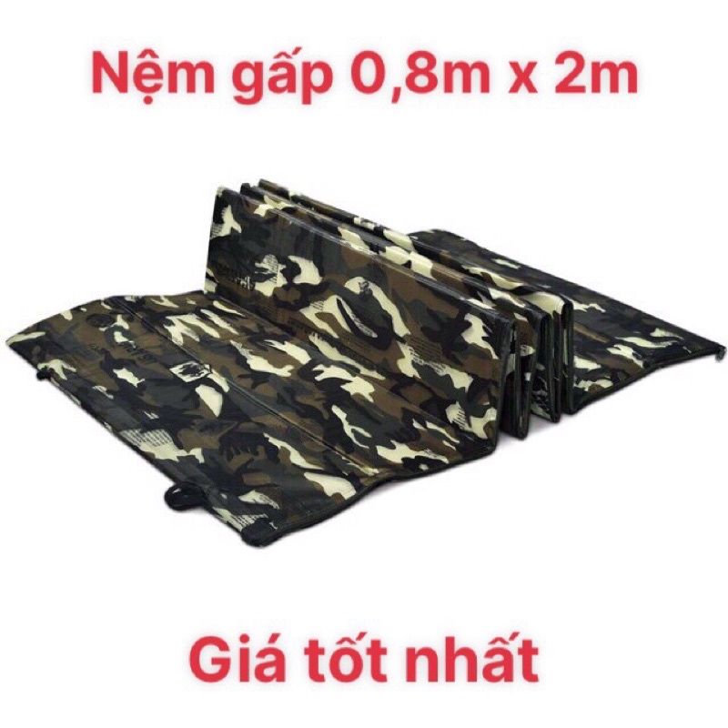 🍒Nệm gấp mỏng, nhẹ, đa tiện dụng cá nhân 0,75m x 2m (1 người nằm) _ Nệm ngủ văn phòng, du lịch, picnic, nệm lính rằn ri