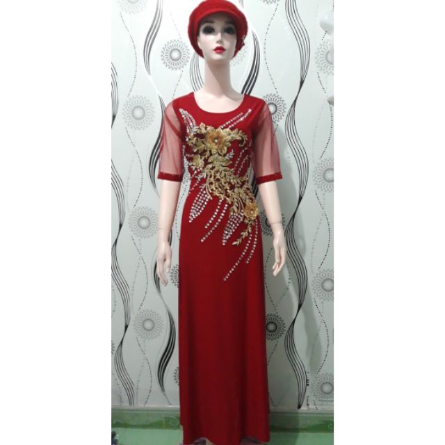 Đầm dạ hội dài trung niên( đỏ tươi )