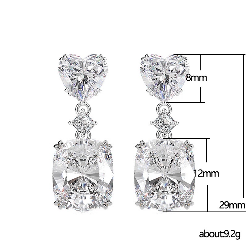 Bông Tai Đính Đá Zircon Màu Bạc Sang Trọng Thời Trang Cho Nữ