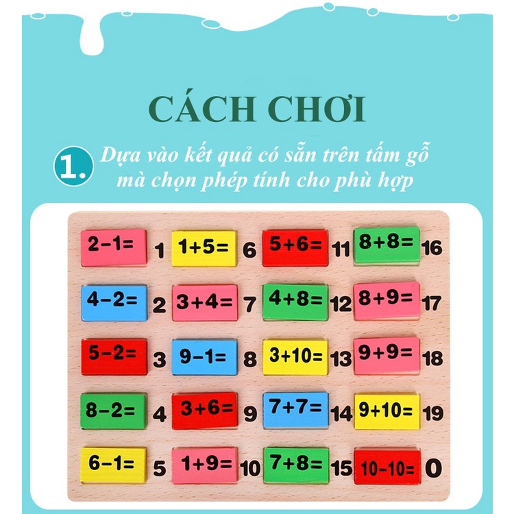 Đồ Chơi Gỗ Domino Toán Học 110 Quân Đồ Chơi Xếp Hình Bằng Gỗ Nhiều Màu Giúp Bé Phát Triển Tư Duy, Toán Học