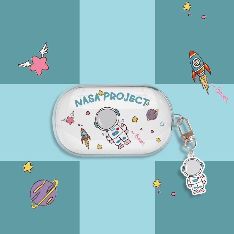 Vỏ Bảo Vệ Hộp Sạc Tai Nghe OPPO Enco Buds Trong Suốt Họa Tiết Phi Hành Gia Dễ Thương