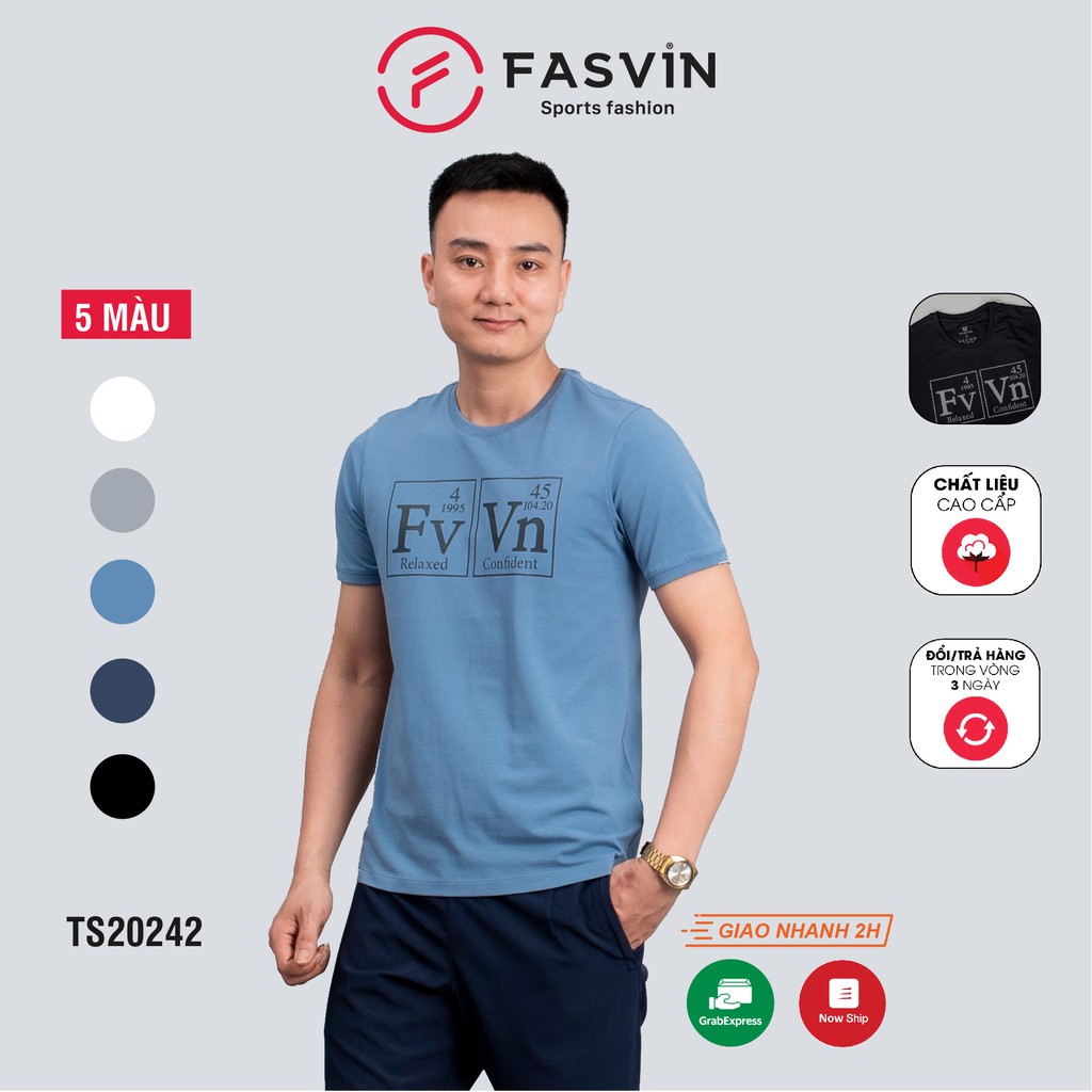 Áo thun nam cổ tròn Fasvin TS20242.SG áo phông nam với thiết kế mạnh mẽ khoẻ khắn chất vải mềm mịn thoáng mái