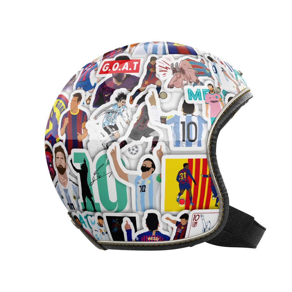 Set 50 cái Sticker Messi m10 dán mũ bảo hiểm, hình dán Messi chống nước, decal hình cầu thủ Messi
