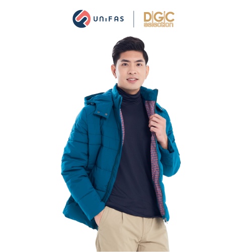 Áo khoác nam mũ rời chần bông ngang 3 lớp, phối họa tiết lót trong cao cấp DGCs - WAJKBA11M