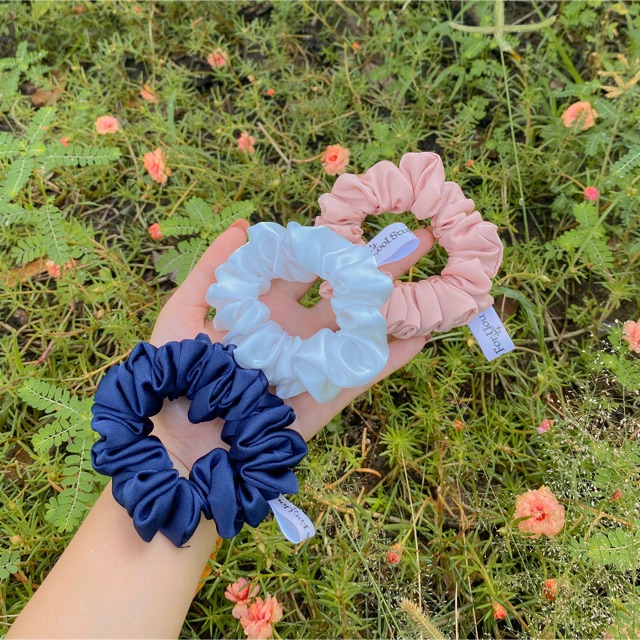 Đồ buộc tóc scrunchies minisize vải lụa nhiều màu