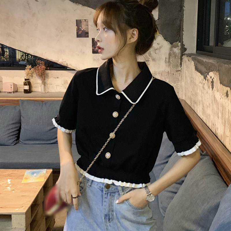 Áo cardigan nữ tay ngắn phối bèo phong cách thời trang Hàn Quốc