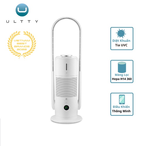 Quạt Lọc Không Khí Bù Ẩm ULTTY SKJ-CR022, Diệt Khuẩn Bằng Tia UV, Bộ Lọc HEPA H14 Loại Bỏ 99,97% Bụi Mịn,Vi Khuẩn,Virut