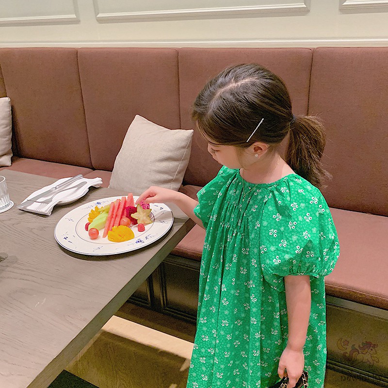 Đầm bé gái tay phồng in hoa đáng yêu